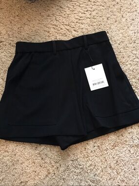 Tailored Black High-Rise Pocket Shorts